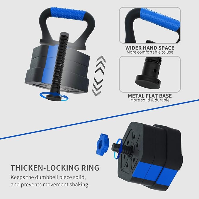 VIVITORY Dumbbell Sets Adjustable Weights, Free Weights with Connector, Non-Rolling Adjustable Dumbbell Set, Barbell for Home Gym, Hexagon, Cement Mixture