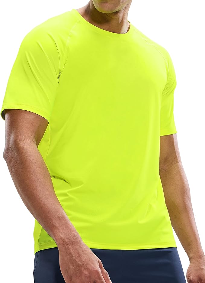 MIER Men's Dry Fit Workout T-Shirts Athletic Running Tee Short Sleeve Crew Neck Gym Tops, Polyester, Moisture Wicking
