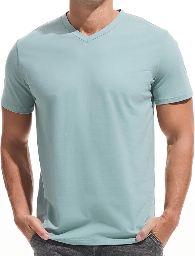 VEIISAR Premium V Neck T Shirts for Men - Modern Fitted Tees Vneck Undershirts