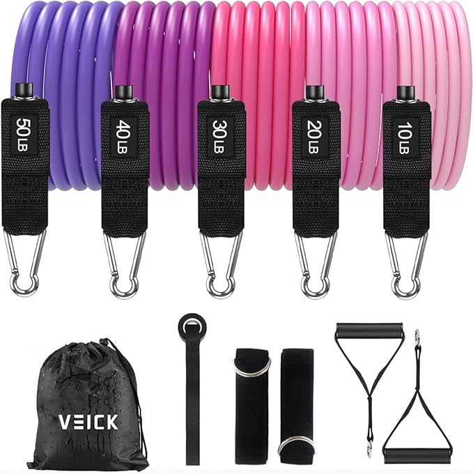 VEICK Resistance Bands, Exercise Bands, Workout Bands, Resistance Bands for Working Out with Handles for Men and Women, Exercising Bands for Fitness Weights Work Out at Home