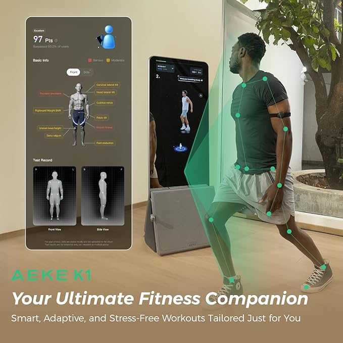 AEKE Fitness Mirror K1- Smart Home Gym System: AI-Powered All-in-One Fitness Machine for Full-Body Strength Training and Personalized Workouts