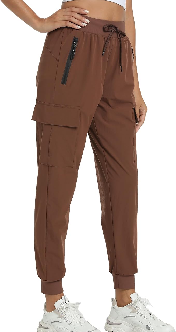 Kcutteyg Womens Water Resistant Hiking Pants with Pockets Quick Dry Soft Athletic Workout Joggers Pants for Camping Travel