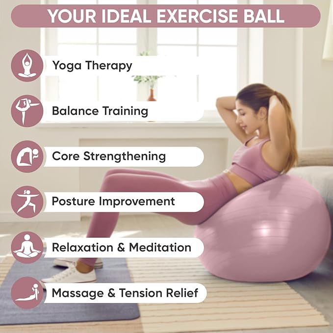 APEXUP Yoga & Pilates Ball - Anti Slip Heavy Duty Gym Ball for Fitness, Balance & Core Workout