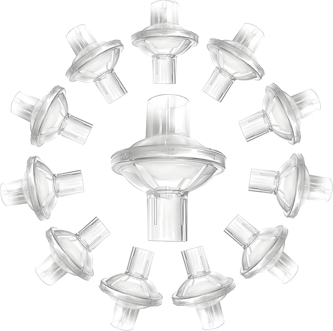 CPAP Filters - 12 PCS Universal CPAP Inline Filter for CPAP and BiPAP Machines Compatible with ResMed AirSense 10/11, CPAP Bacteria Filter for All 22mm & 25mm Tubing, CPAP Supplies