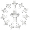 CPAP Filters - 12 PCS Universal CPAP Inline Filter for CPAP and BiPAP Machines Compatible with ResMed AirSense 10/11, CPAP Bacteria Filter for All 22mm & 25mm Tubing, CPAP Supplies