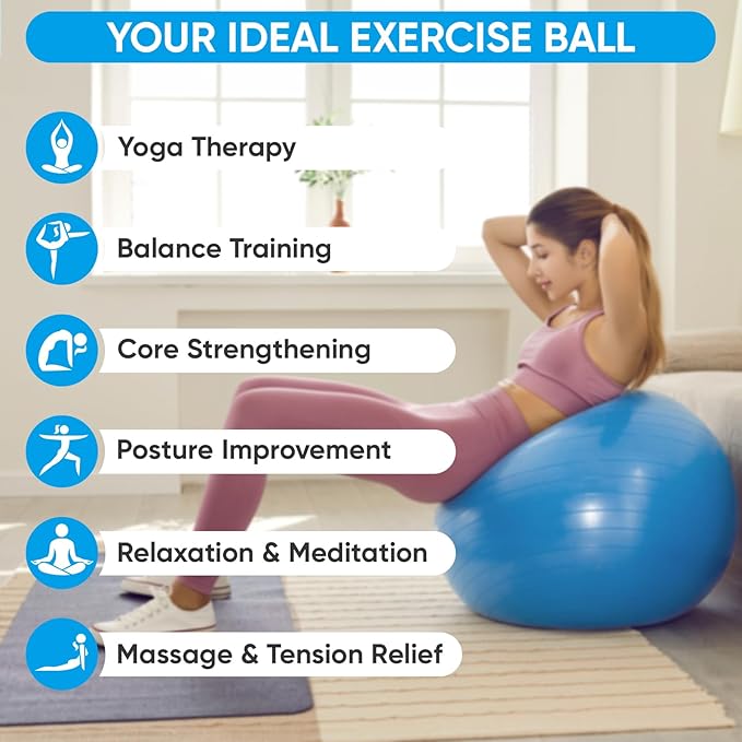 APEXUP Yoga & Pilates Ball - Anti Slip Heavy Duty Gym Ball for Fitness, Balance & Core Workout
