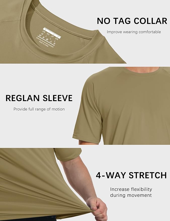 MAGCOMSEN Men's Short Sleeve UPF 50+ Sun Protection Shirts Quick Dry Athletic T-Shirt Hiking Running Swimming Rash Guard