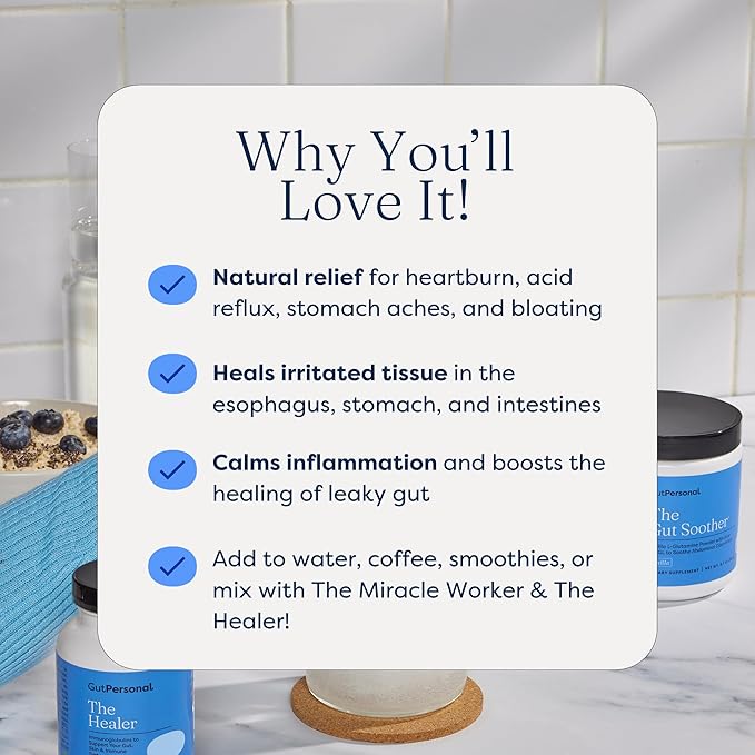 The Gut Soother L-Glutamine Powder Supplement: Restore Gut Lining, Soothe Digestive Discomfort While Promoting Overall Gut Health, 30 Servings (Vanilla)