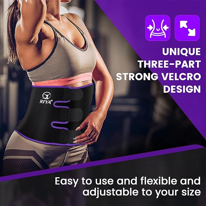 RIYA Waist Trimmer Sweat Waist Trainer for Women and Men Waist Sweat Belt Band Belly Stomach Wrap
