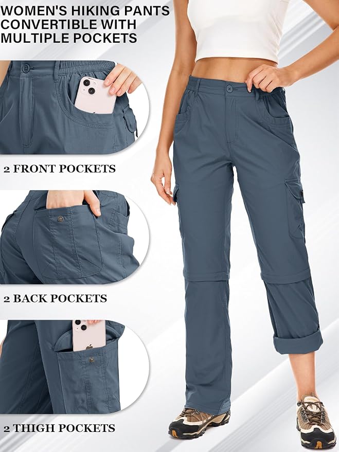 Women's Hiking Pants Convertible Quick Dry Lightweight Zip Off Fishing Travel Safari Pants
