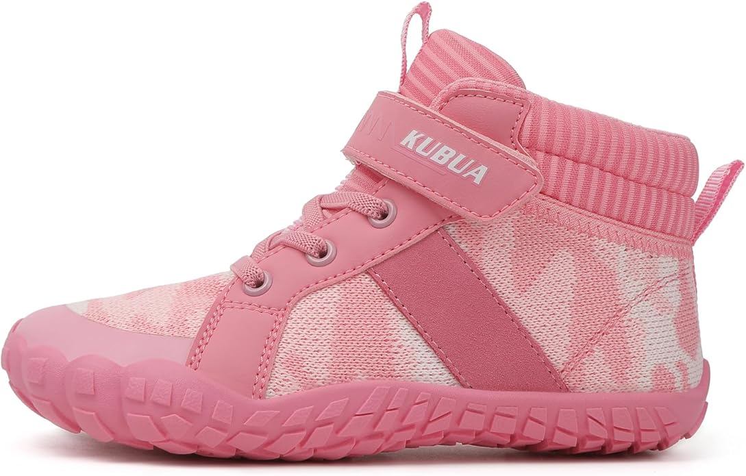 KUBUA Kids High Top Barefoot Shoes Boys Girls Minimalist Sneakers Lightweight Comfort Zero Drop Shoes Toddler Little Big Kid