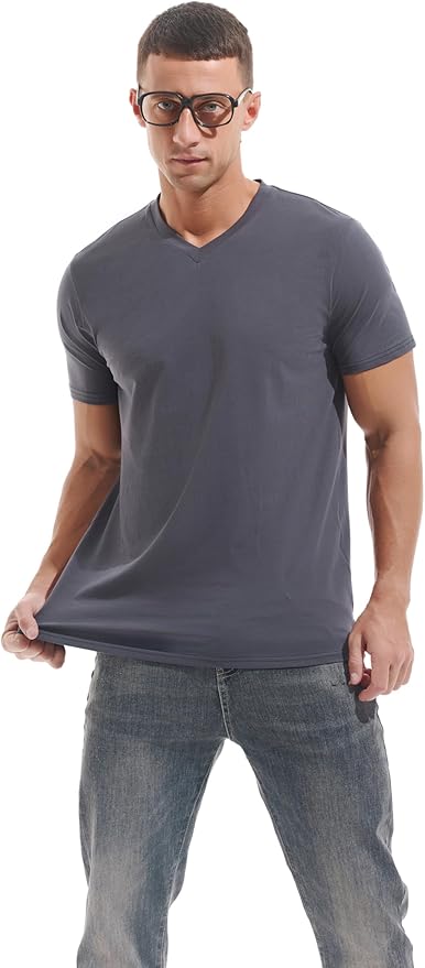 VEIISAR Premium V Neck T Shirts for Men - Modern Fitted Tees Vneck Undershirts