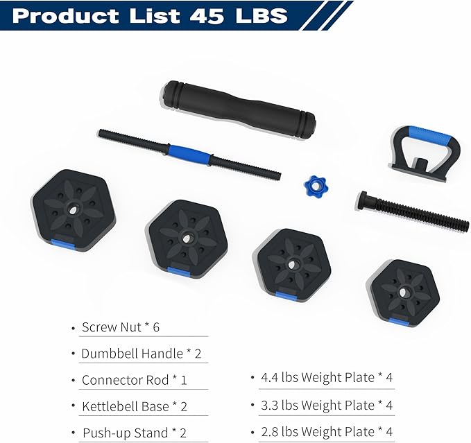 VIVITORY Dumbbell Sets Adjustable Weights, Free Weights with Connector, Non-Rolling Adjustable Dumbbell Set, Barbell for Home Gym, Hexagon, Cement Mixture