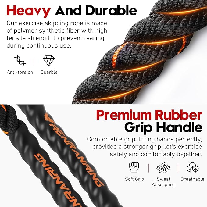 Weighted Jump Rope for Men and Women, 3lb 4lb 5lb Adult Heavy Skipping Rope, Jumprope for Fitness,Workout Equipment, Fitness Equipment for Home Gym Exercise,Improve Strength and Building Muscle
