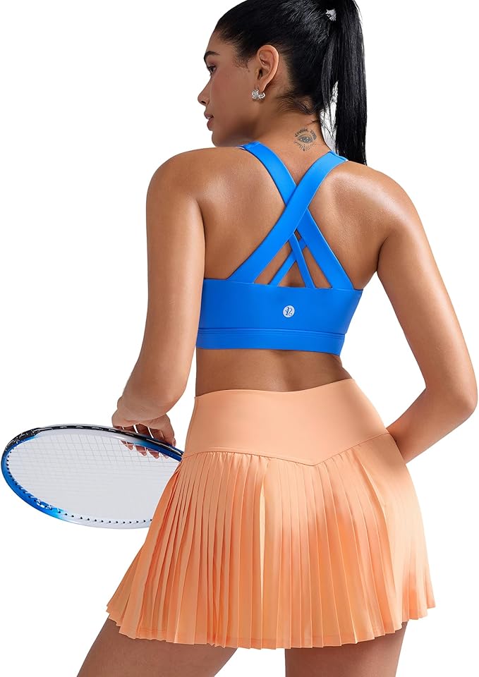 RUNNING GIRL Sports Bra for Women, Criss-Cross Back Padded Strappy Sports Bras Medium Support Yoga Bra with Removable Cups