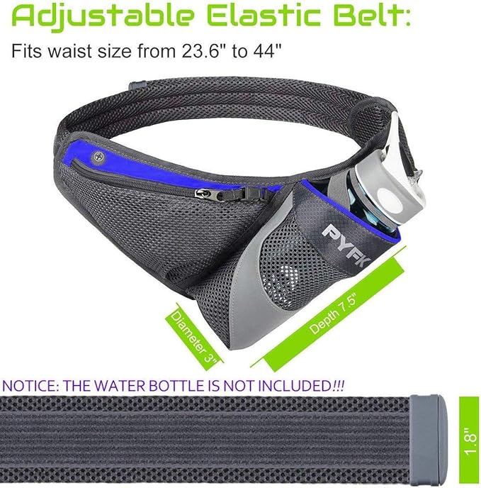 PYFK Running Belt Hydration Waist Pack with Water Bottle Holder for Men Women Waist Pouch Fanny Bag Reflective