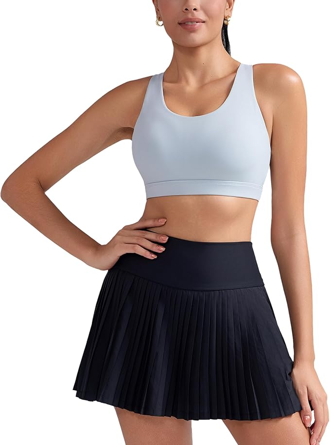 RUNNING GIRL Sports Bra for Women, Criss-Cross Back Padded Strappy Sports Bras Medium Support Yoga Bra with Removable Cups