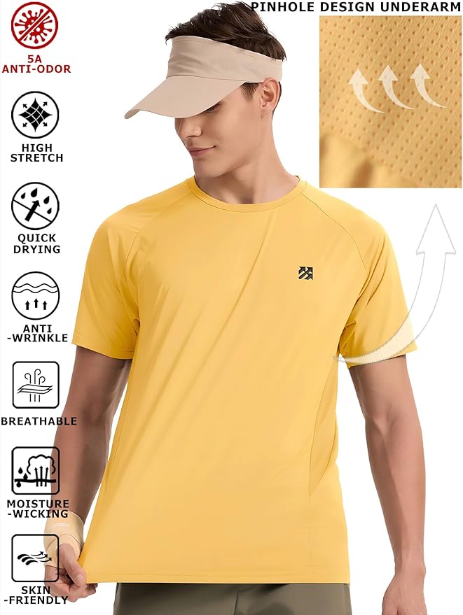 Moisture Wicking Quick Dry Soft Pickleball Workout Hiking Camping Running Shirts for Men Outdoor Sports