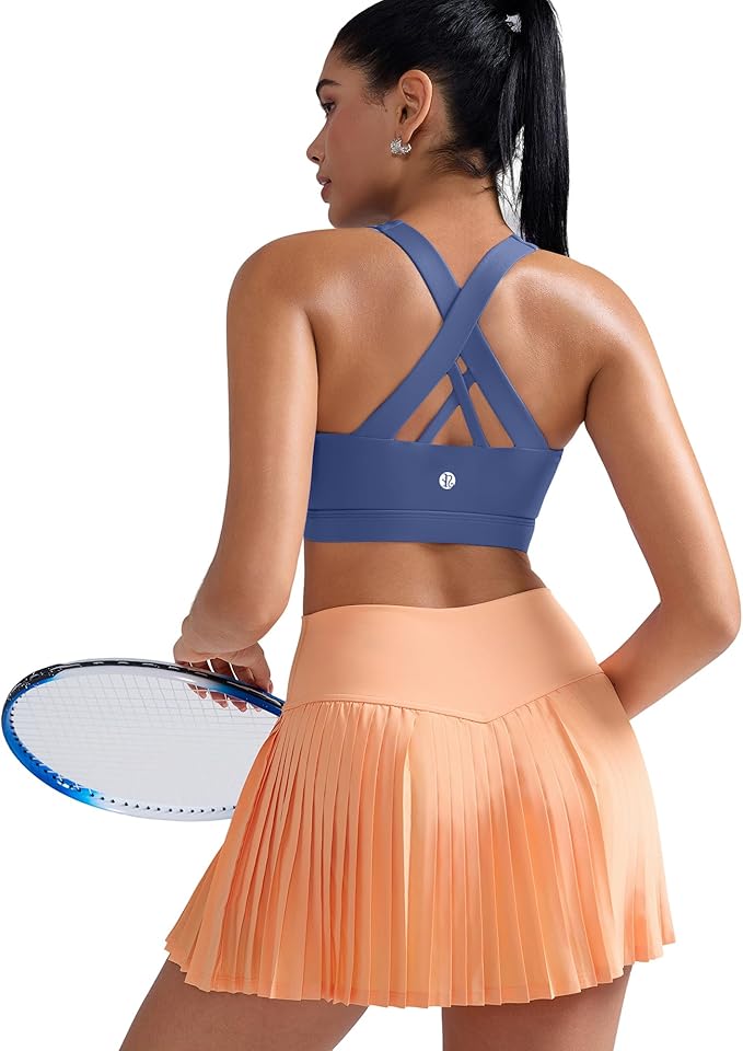 RUNNING GIRL Sports Bra for Women, Criss-Cross Back Padded Strappy Sports Bras Medium Support Yoga Bra with Removable Cups