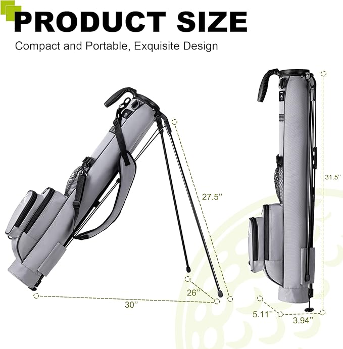 Golf Lightweight Stand Carry Bag– Easy to Carry and Durable Pitch n Putt Golf Bag for The Driving Range, Par 3 and Executive Courses–31.5 inches Tall