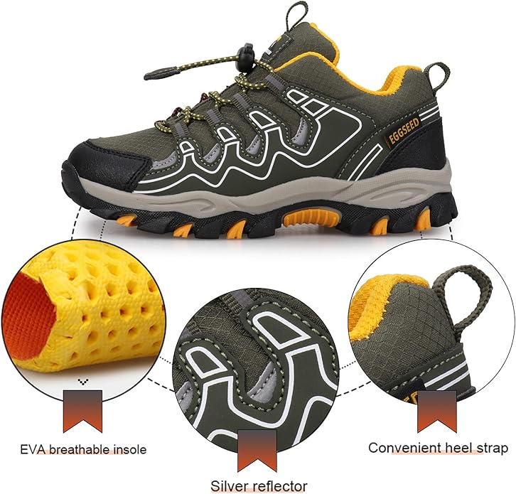 Boys Girls Hiking Trail Shoes Waterproof Slip Resistant Outdoor Trekking Walking Running Sneakers(Little/Big Kids)