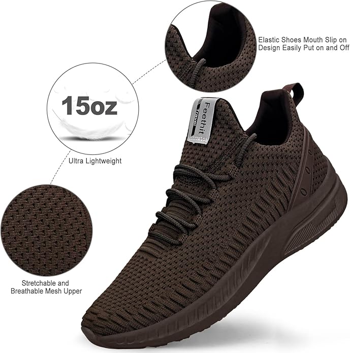 Feethit Mens Slip On Walking Shoes Blade Tennis Shoes Non Slip Running Shoes Lightweight Workout Shoes Breathable Mesh Fashion Sneakers