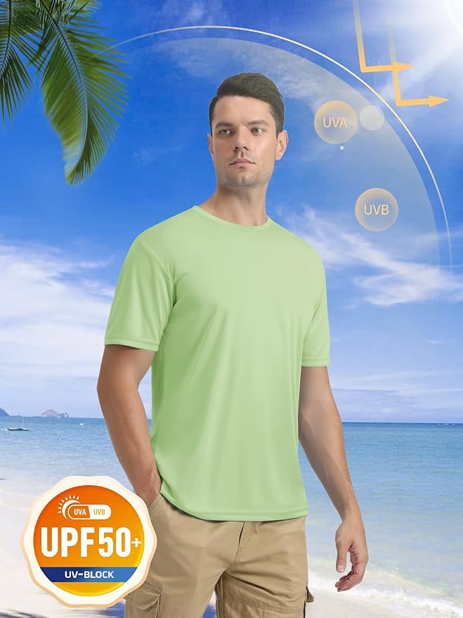 MAGCOMSEN Men's Short Sleeve UPF 50+ T-Shirt Quick Dry Rash Guard Athletic Running Swim Top Tee Performance Water Shirts