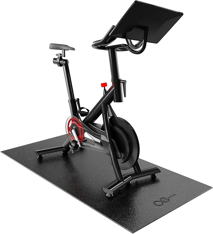 Bike Mat Compatible with Peloton Bike,Elliptical,Treadmill Mat, 6mm Thick, Under Exercise Bike Trainer Pad for Indoor Stationary Spin Bike Gym Equipment Hardwood Floor Carpet Protector