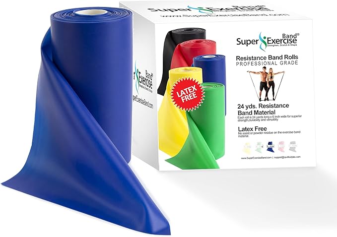 Resistance Band for Working Out - 8,16,24 Yard Resistance Bands Bulk Rolls - 10 Strengths in Light Medium and Heavy Exercise Bands - Latex Free Workout Bands Including iPhone App and e-Book