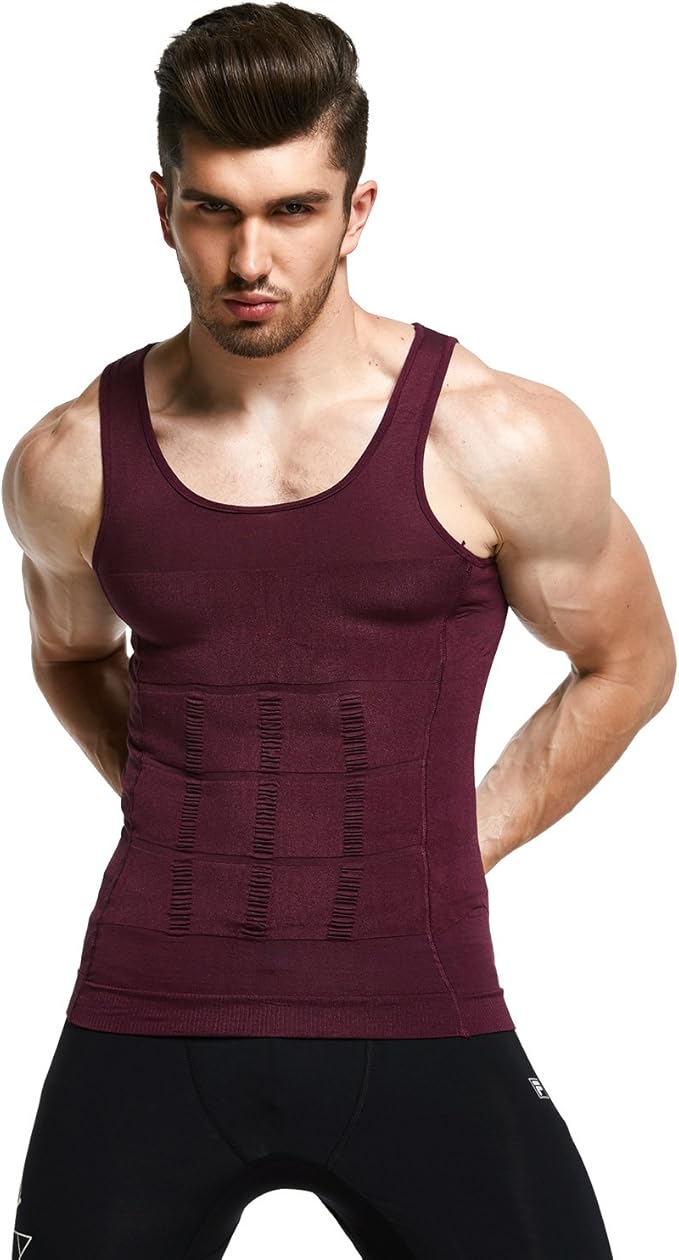 GKVK Mens Slimming Body Shaper Vest Shirt Abs Abdomen Slim