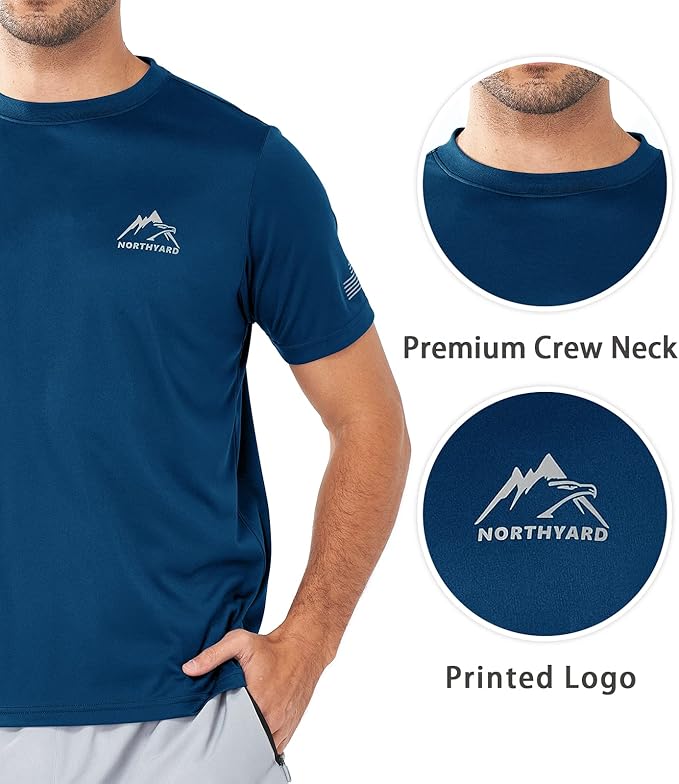 NORTHYARD Men's UPF 50+ Sun Protection Shirts Swim SPF UV Quick Dry Short Sleeve T-Shirts for Athletic Fishing Rash Guard