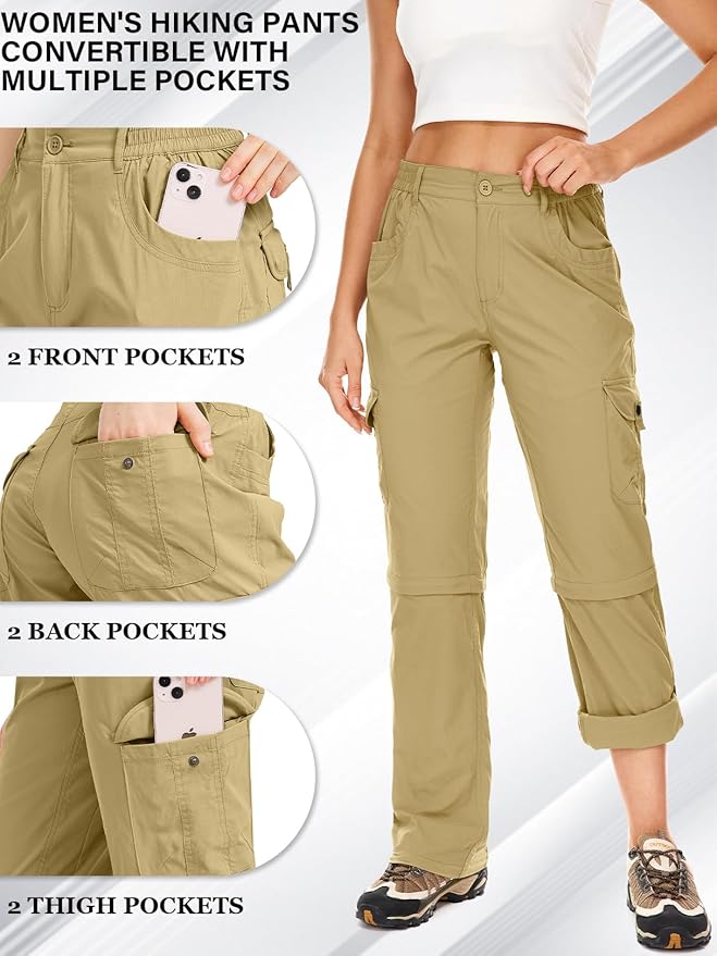 Women's Hiking Pants Convertible Quick Dry Lightweight Zip Off Fishing Travel Safari Pants