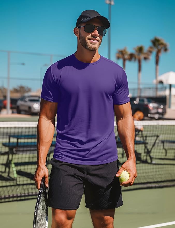Zengjo Athletic Shirts for Men Short Sleeve Quick Dry Workout Running Gym Sport Exercise Tee Moisture Wicking