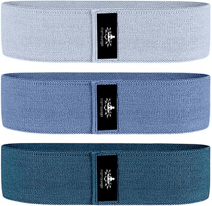 Hatha Yoga Large Resistance Band,14.5" x3.15",Fabric Exercise Loop Bands with Instruction Guide and Carry Bag, Set of 3.