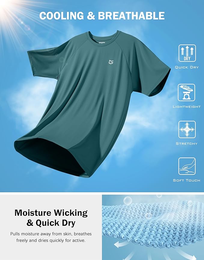 G Gradual Men's Workout Athletic T-Shirts Moisture Wicking Cooling Running Shirts Short Sleeve Performance Tee for Gym Tennis