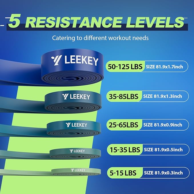 LEEKEY Resistance Bands Set for Pull-Up Assistance & Full-Body Training, Multi-Level Exercise Bands with Bag for Home Workouts, Physical Therapy, Strength Training (Men/Women)