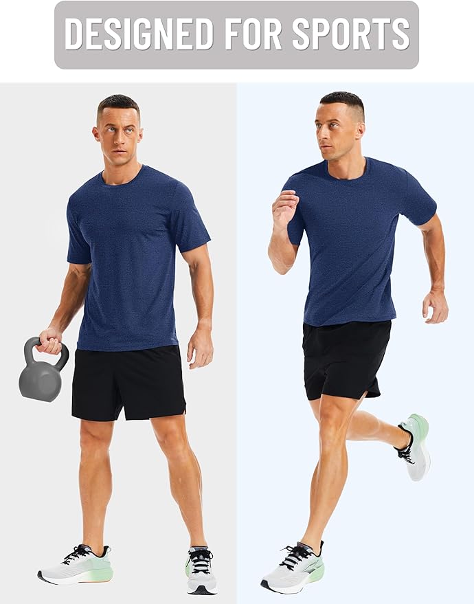MAGCOMSEN Men's Dry Fit Workout Shirts Short Sleeve Tee Shirts Moisture Wicking Athletic Running Performence Tshirts