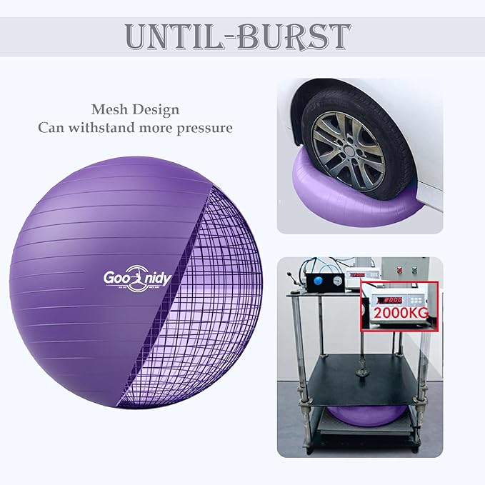 Soft Exercise ball, Anti-Burst Yoga Ball Chair Supports 2200lbs, Workout Equipment w/ Pump for Pregnancy Medicine Birthing Physical Therapy Stability Excersing Birth Swiss Fitness Gym Physio Labor Abs