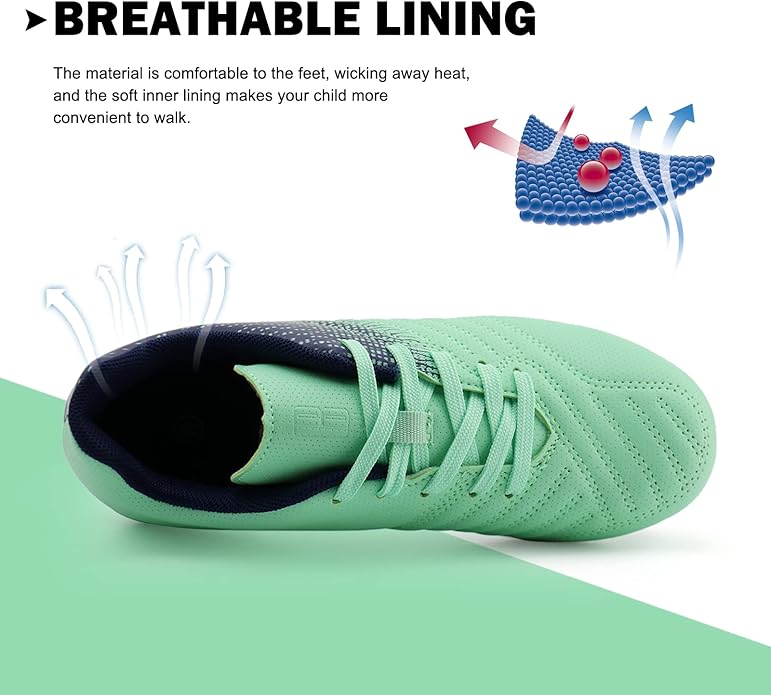 brooman Kids Soccer Cleats Boys Girls Athletic Outdoor Football Shoes