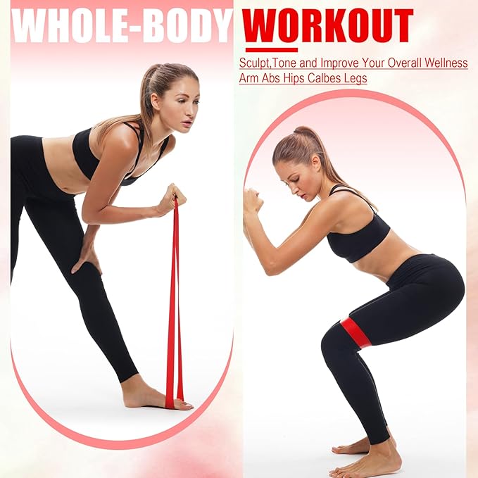 Deekin 20 Pcs Resistance Bands Resistance Loop Exercise Bands Exercise Equipment Elastic Drap Ring for Women and Men Home Fitness, Gym, Yoga