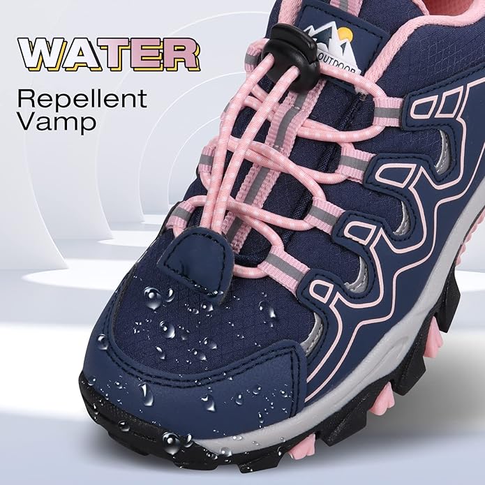 Boys Girls Hiking Trail Shoes Waterproof Slip Resistant Outdoor Trekking Walking Running Sneakers(Little/Big Kids)