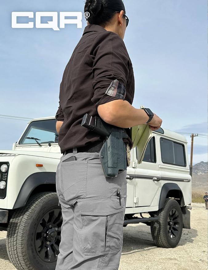 CQR Women's Flex Stretch Tactical Pants, Water Resistant Ripstop Cargo Work Pants with Pockets for Outdoor & Hiking