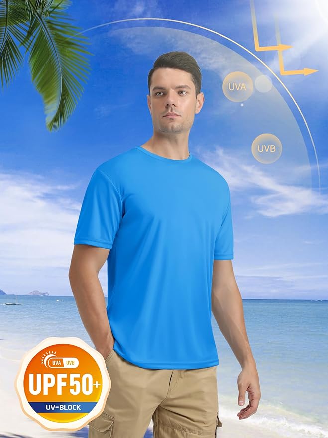 MAGCOMSEN Men's Short Sleeve UPF 50+ T-Shirt Quick Dry Rash Guard Athletic Running Swim Top Tee Performance Water Shirts