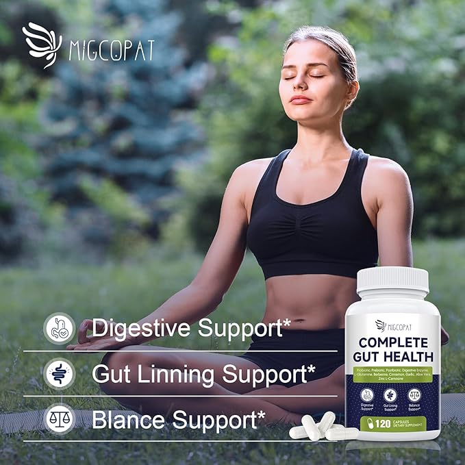 Probiotics for Digestive Health, 80 Billion CFU Probiotics, Prebiotics, Postbiotics & Digestive Enzymes, Gut Health Capsules with Berberine, Cinnamon, L-Glutamine, for Men & Women, 240 Counts