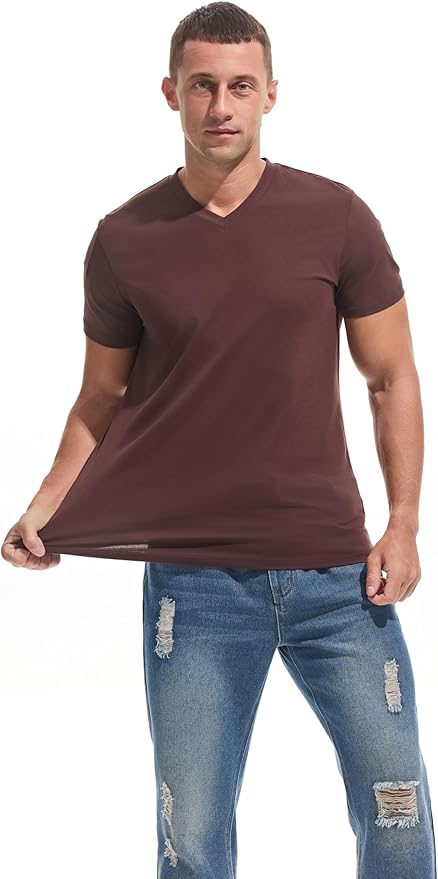 VEIISAR Premium V Neck T Shirts for Men - Modern Fitted Tees Vneck Undershirts