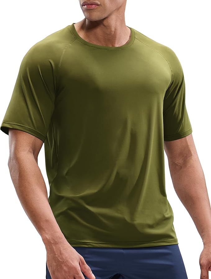 MIER Men's Dry Fit Workout T-Shirts Athletic Running Tee Short Sleeve Crew Neck Gym Tops, Polyester, Moisture Wicking