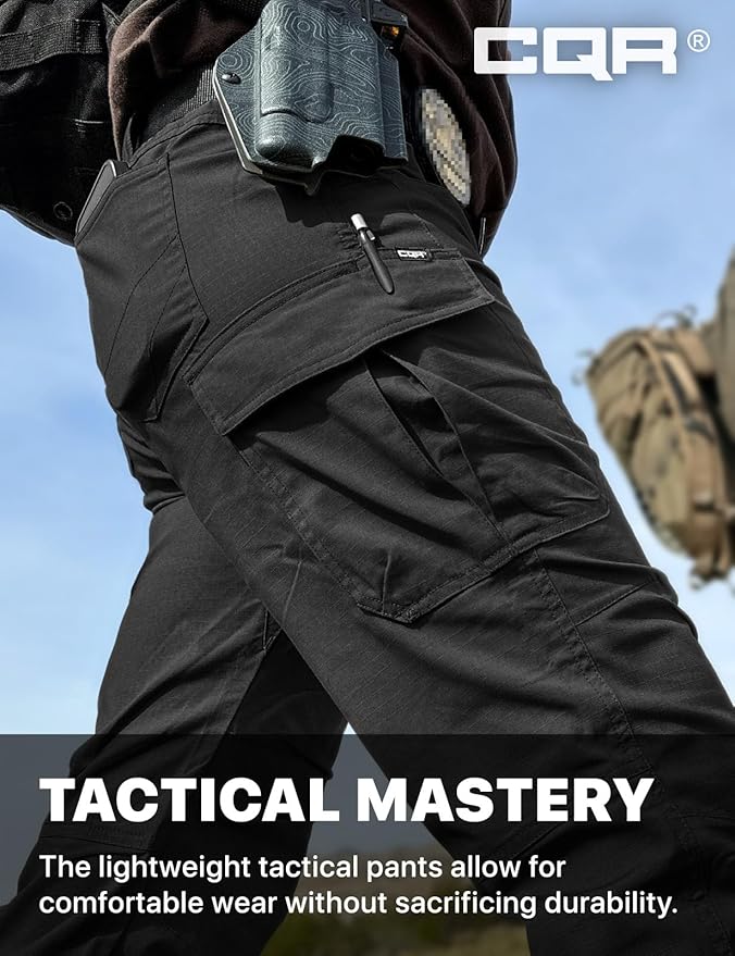 CQR Women's Flex Stretch Tactical Pants, Water Resistant Ripstop Cargo Work Pants with Pockets for Outdoor & Hiking