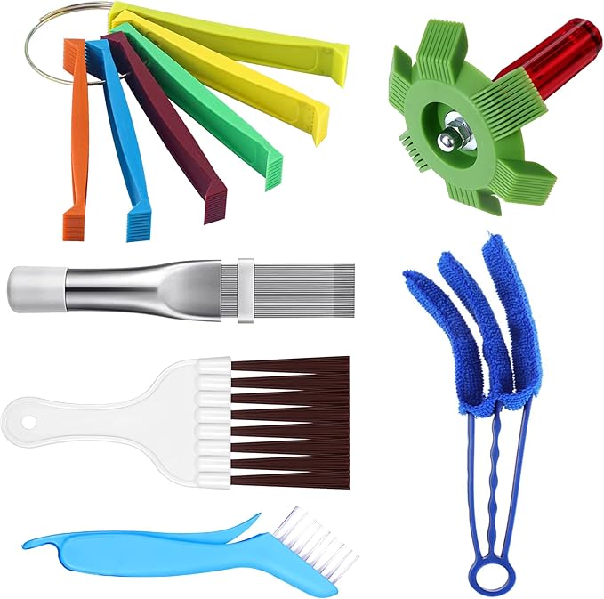 6 Pcs Air Conditioner Fin Comb Cleaner Set, Ac Fin Comb Straightener Tool, Radiator Comb for a/c Unit,Ac Coil Cleaner Brush for HVAC Condenser Evaporator Repair Clean Tool