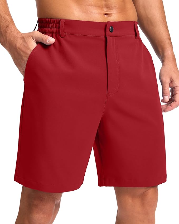 Pudolla Men's Casual Shorts 7"/9" Lightweight Golf Shorts with 3 Pockets Stretch Quick Dry Comfy Work Shorts
