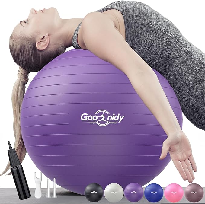 Soft Exercise ball, Anti-Burst Yoga Ball Chair Supports 2200lbs, Workout Equipment w/ Pump for Women Pregnancy, Medicine, Birthing, Physical Therapy, Stability, Excersing, Birth, Swiss, Fitness, Gym